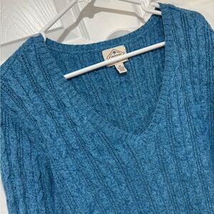 ST. JOHN’S BAY Blue Cable-Knit V-Neck Plus Size Sweater